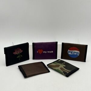 VTG 80s 90s Nylon Trifold Wallet Lot Pepsi Camo Rose I Love My Truck Unused